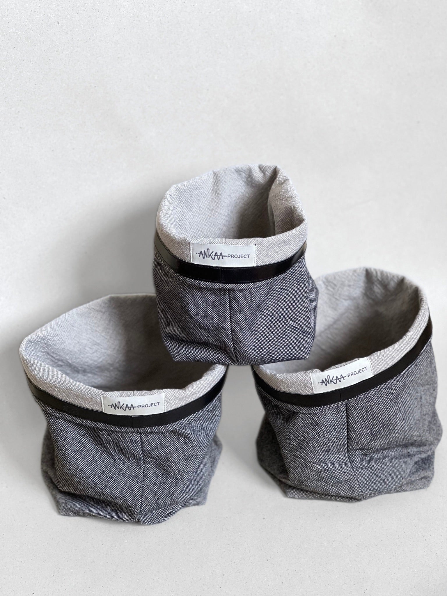 Fabric baskets set of 3 grey
