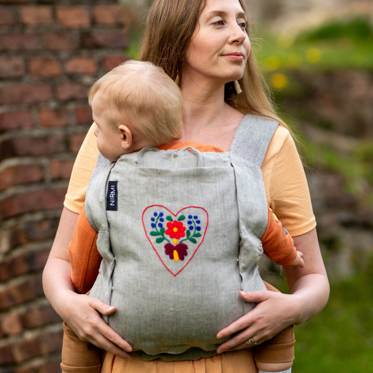 Baby carrier NIRMI Pure with Impact Patch "Matyó Heart" (Hungary)